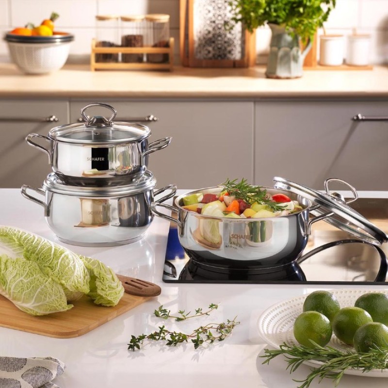 Elden Taksitle SCHAFER COOKHAUS 6 PARÇA ÇELİK TENCERE SETİ