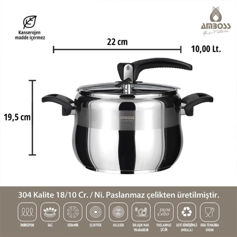 AMBOSS AMBER 10 L MANUEL DÜDÜKLÜ TENCERE 