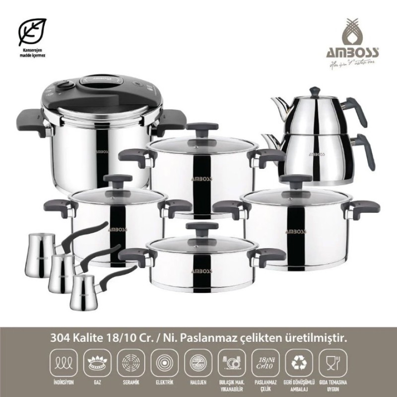 Elden Taksitle AMBOSS ENIO 18 PARÇA ÇELİK ÇEYİZ SETİ