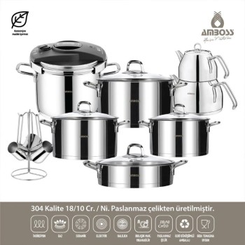 AMBOSS DIAMOND 18 PARÇA ÇELİK ÇEYİZ SETİ