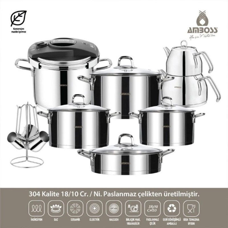 Elden Taksitle AMBOSS DIAMOND 18 PARÇA ÇELİK ÇEYİZ SETİ