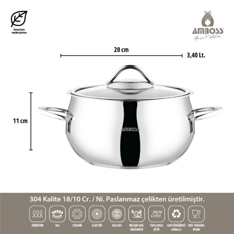 AMBOSS MOON 10 PARÇA ÇELİK TENCERE SET