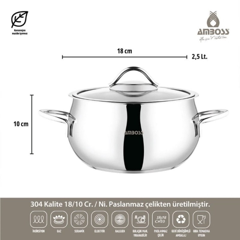 AMBOSS MOON 10 PARÇA ÇELİK TENCERE SET