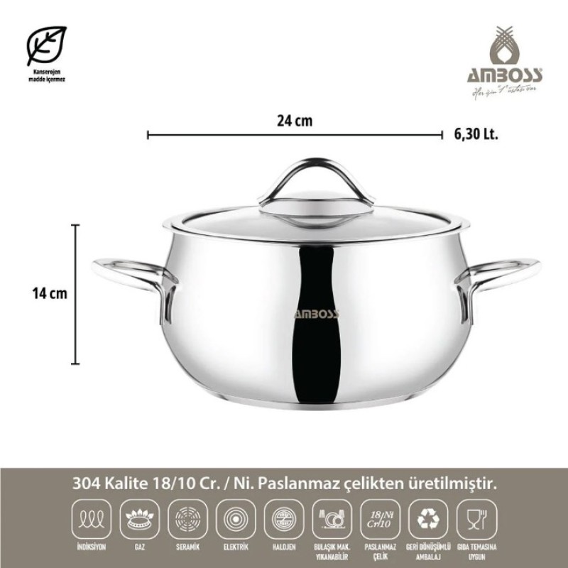 AMBOSS MOON 10 PARÇA ÇELİK TENCERE SET