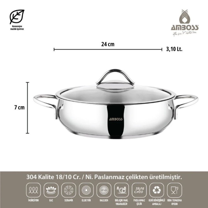 AMBOSS MOON 10 PARÇA ÇELİK TENCERE SET