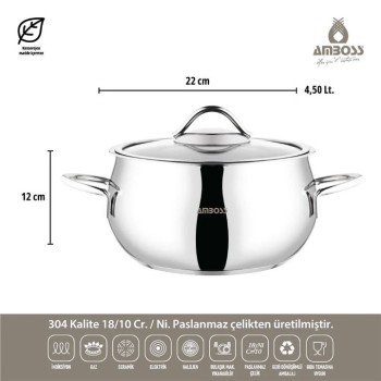 AMBOSS MOON 10 PARÇA ÇELİK TENCERE SET