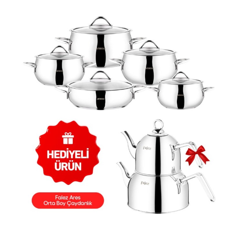 AMBOSS MOON 10 PARÇA ÇELİK TENCERE SET