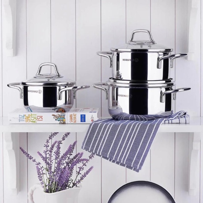 Elden Taksitle KORKMAZ PERLA JUNIOR 3 LÜ TENCERE SETİ A1650