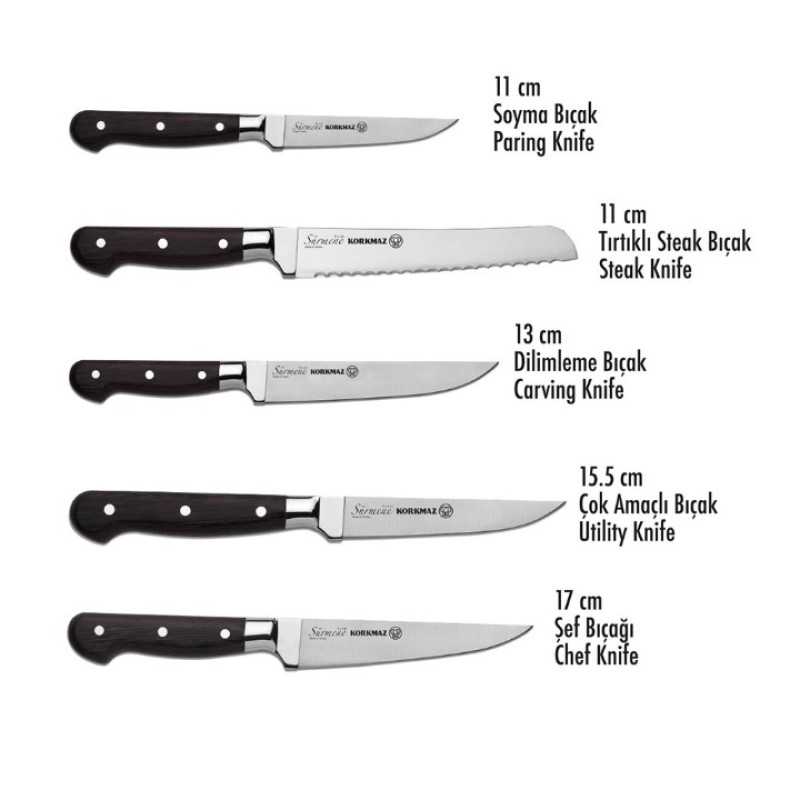 KORKMAZ SÜRMENE ŞEF 6 PARÇA BIÇAK SETİ A5502 