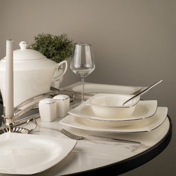 KÜTAHYA BONE MARE 62 PARÇA YEMEK TAKIMI PLATİN FİLELİ BNMR62YT220