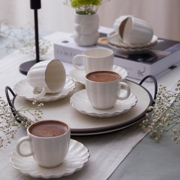 KÜTAHYA BONE LUZ FORM 12 PARÇA KAHVE TAKIMI PLATİN FİLELİ BNLZF12KT220