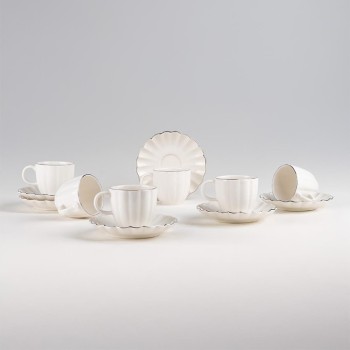 KÜTAHYA BONE LUZ FORM 12 PARÇA KAHVE TAKIMI PLATİN FİLELİ BNLZF12KT220