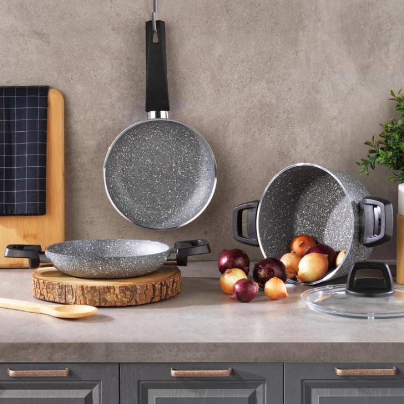 Elden Taksitle SCHAFER ETERNAL 18 CM DERİN TENCERE - 18 CM SAHAN - 18 CM TAVA  3 LÜ SET