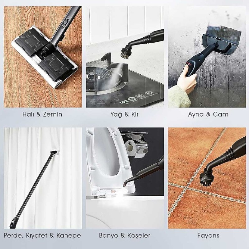 Elden Taksitle PIRANTECH ÇOK FONKSİYONLU BUHARLI TEMİZLEYİCİ CB-107C