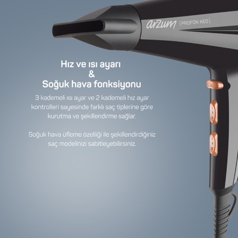 Elden Taksitle ARZUM PROFÖN NEO PROFESYONEL SAÇ KURUTMA MAKİNESİ AR5047