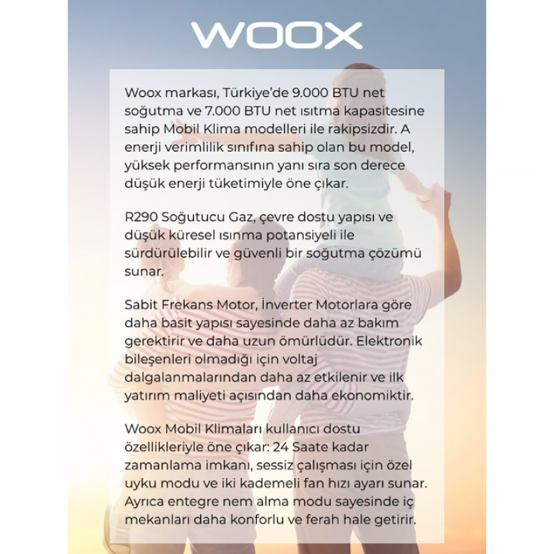 WOOX 9000 BTU MOBİL KLİMA FDPH 26-2029 ZR5