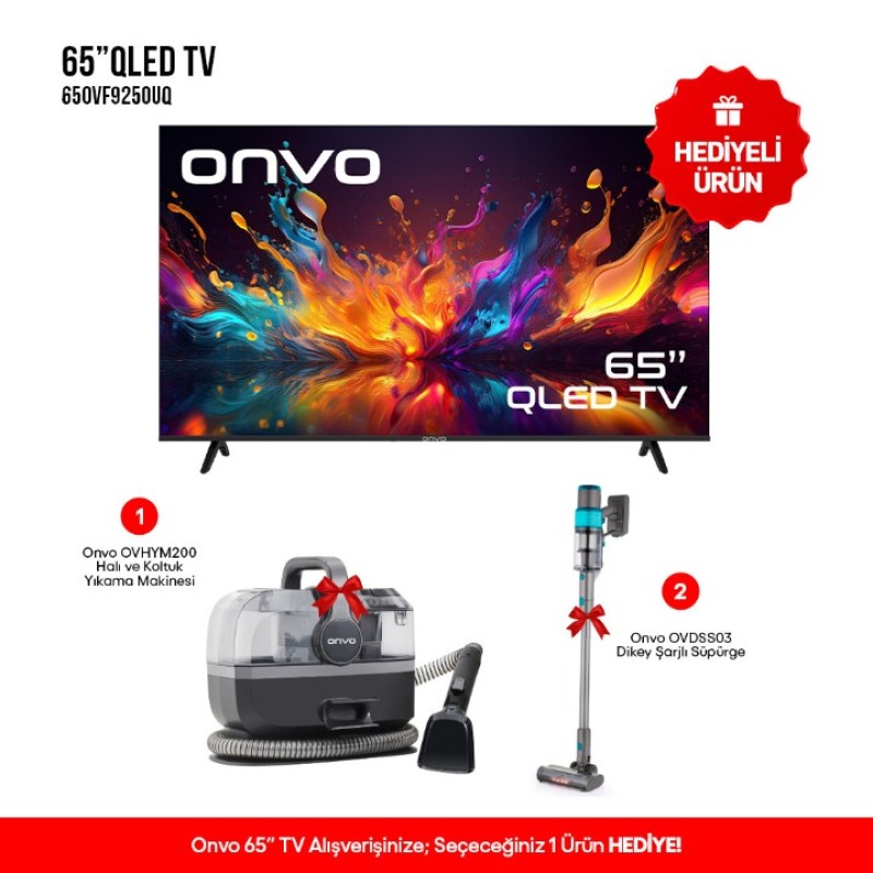 ONVO 65’’ 165 EKRAN  ULTRA HD QLED GOOGLE 5.0 LED TELEVİZYON 65OVF9250UQ
