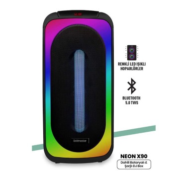 GOLDMASTER TAŞINABİLİR X90 SES BOX HOPARLÖR LED IŞIKLI 