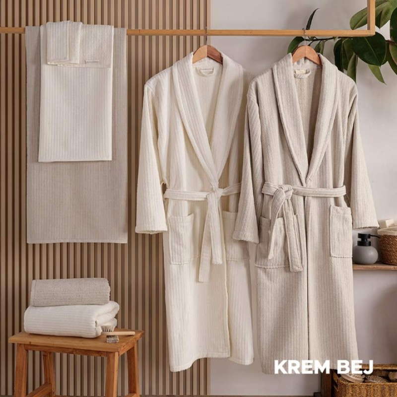 Elden Taksitle ZEBRA CASA PIA AİLE BORNOZ SETİ