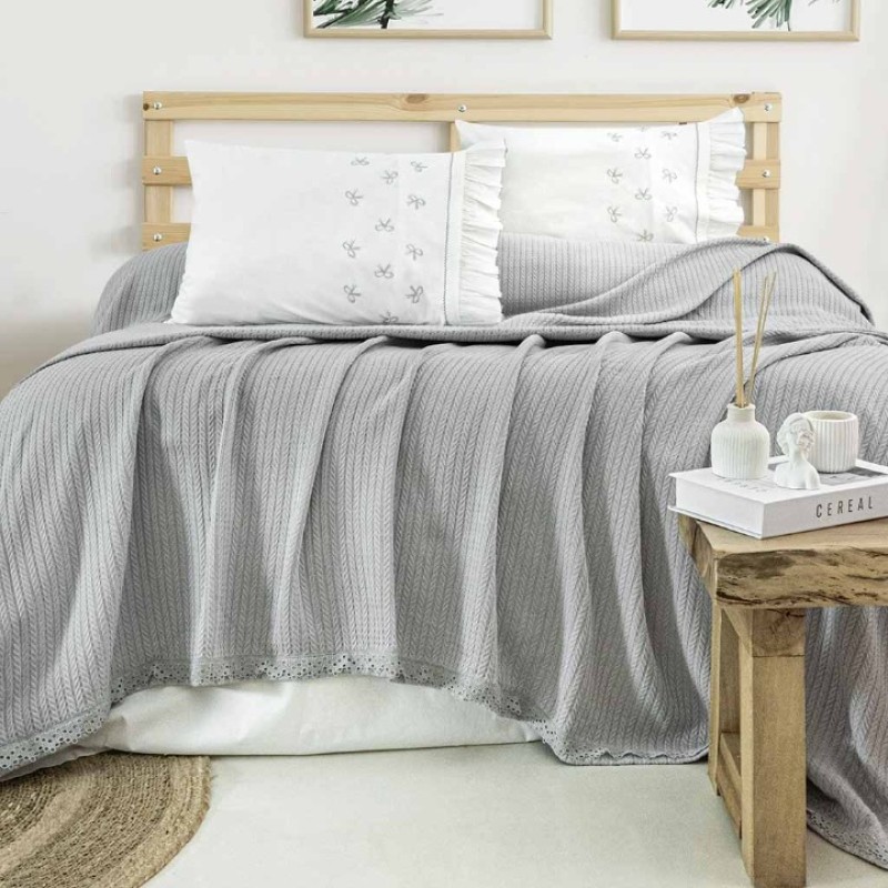 Elden Taksitle ZEBRA CASA NANCY ÇİFT KİŞİLİK NAKIŞLI PİKE TAKIMI