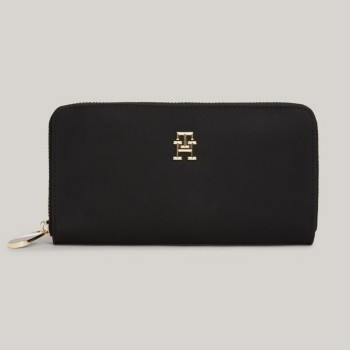TOMMY HILFIGER SİYAH KADIN CÜZDAN SS25 POPPY TH LARGE ZA AW0AW15642BDS