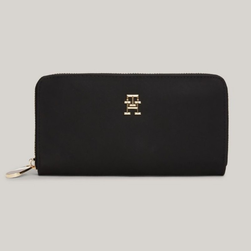 Elden Taksitle TOMMY HILFIGER SİYAH KADIN CÜZDAN SS25 POPPY TH LARGE ZA AW0AW15642BDS