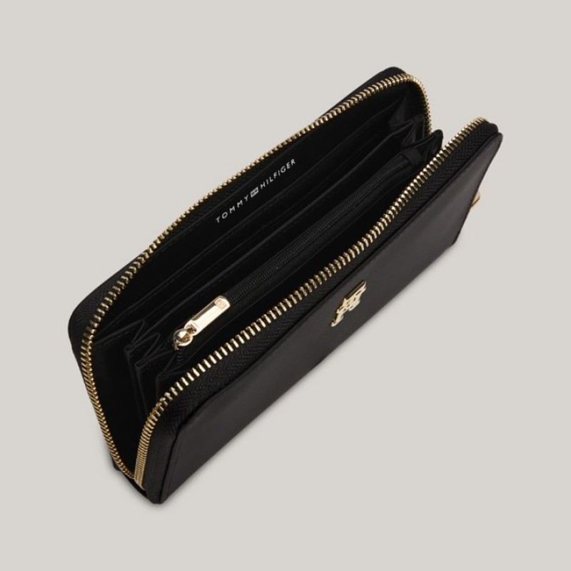 Elden Taksitle TOMMY HILFIGER SİYAH KADIN CÜZDAN SS25 POPPY TH LARGE ZA AW0AW15642BDS