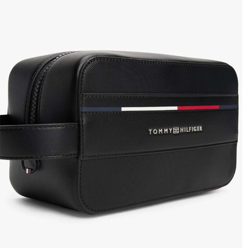 Elden Taksitle TOMMY HILFIGER SİYAH ERKEK ÇANTA SS25 TH FOUNDATION WASHBAG AM0AM13235BDS