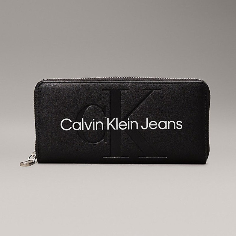 Elden Taksitle CALVIN CLEIN SİYAH KADIN CÜZDAN SS25 SCULPTED ZIP AROUND MONO K60K60763401R