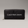 CALVIN CLEIN SİYAH KADIN CÜZDAN SS25 SCULPTED ZIP AROUND MONO K60K60763401R