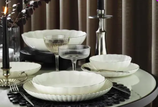 KÜTAHYA BONE LUZ FORM 52 PARÇA YEMEK TAKIMI BNLZF52YT220