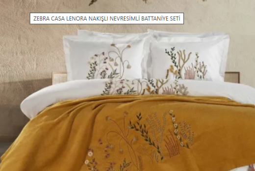 ZEBRA CASA LENORA NAKIŞLI NEVRESİMLİ BATTANİYE SETİ